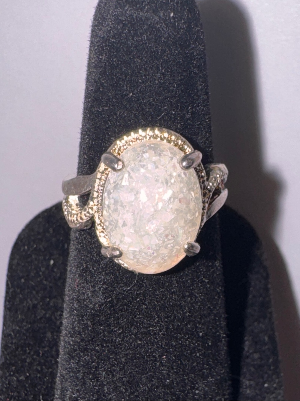 White Oval Druzy Cocktail Ring - Women Jewelry